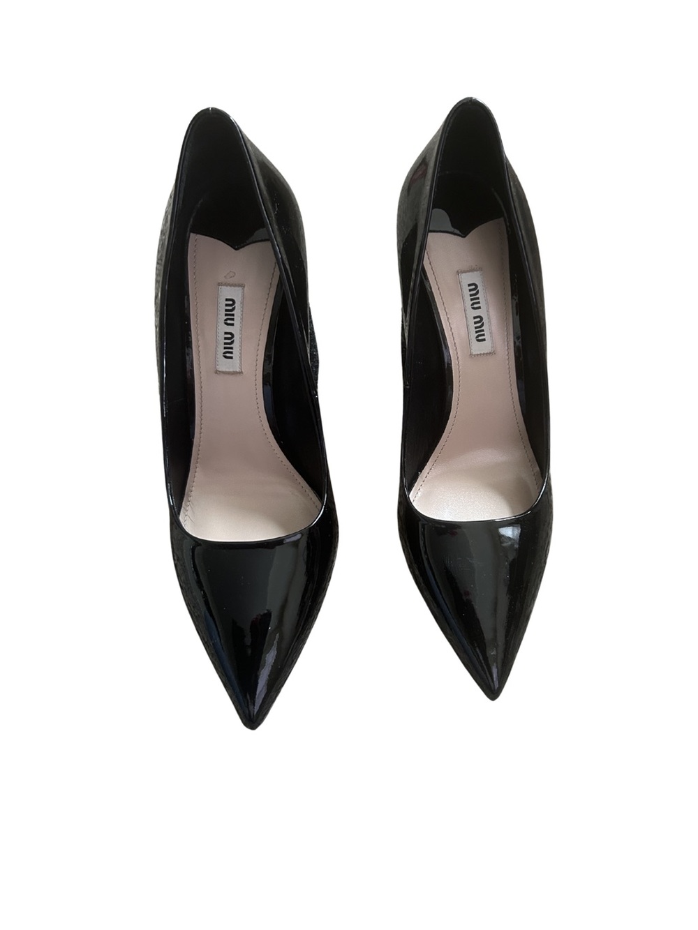 Miu Miu Glossy Black Pointed-Toe Patent Pumps